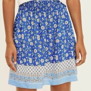 Loft Border Floral Smocked Skirt